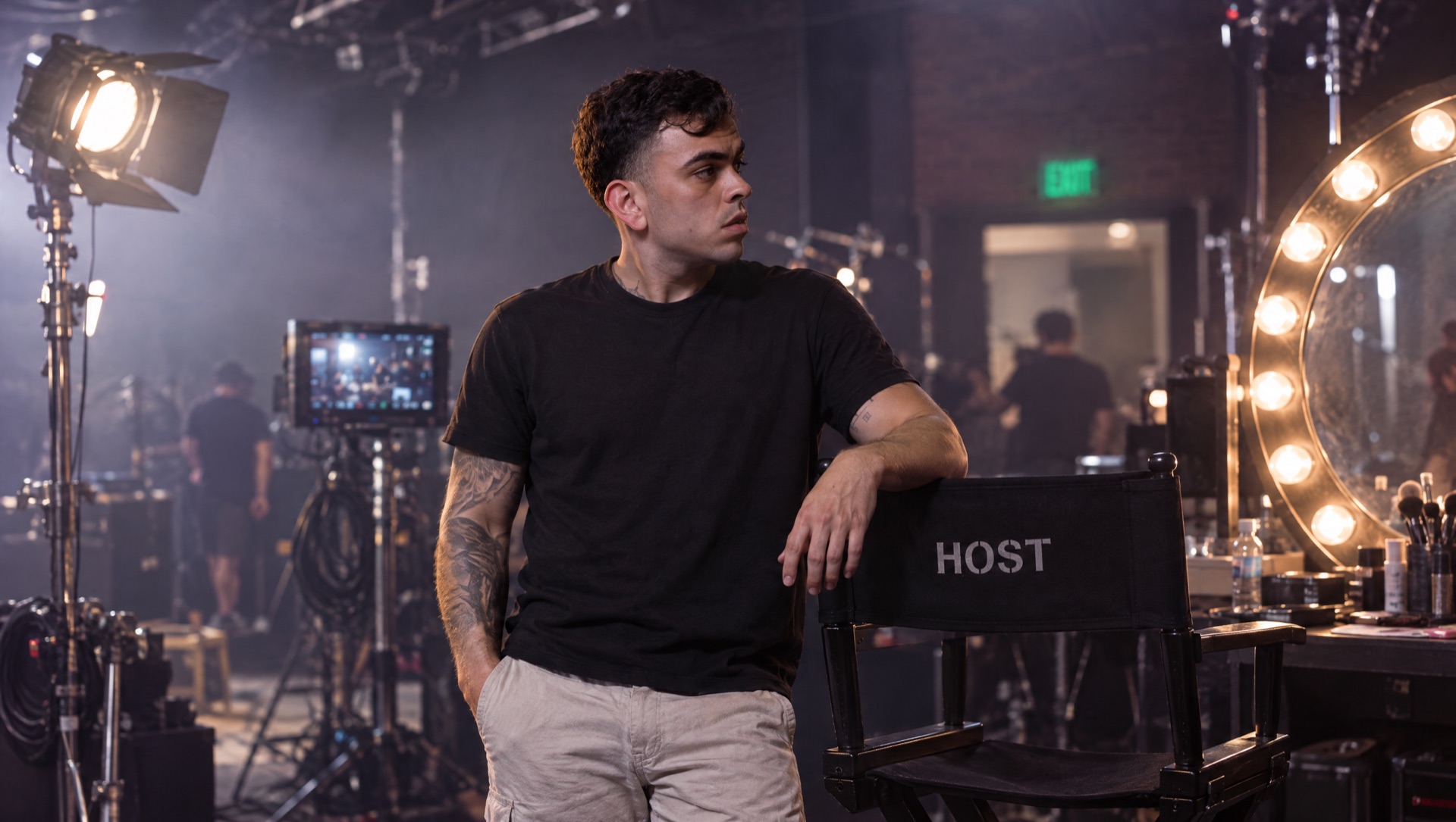 Hugo no set backstage da campanha de Black Friday