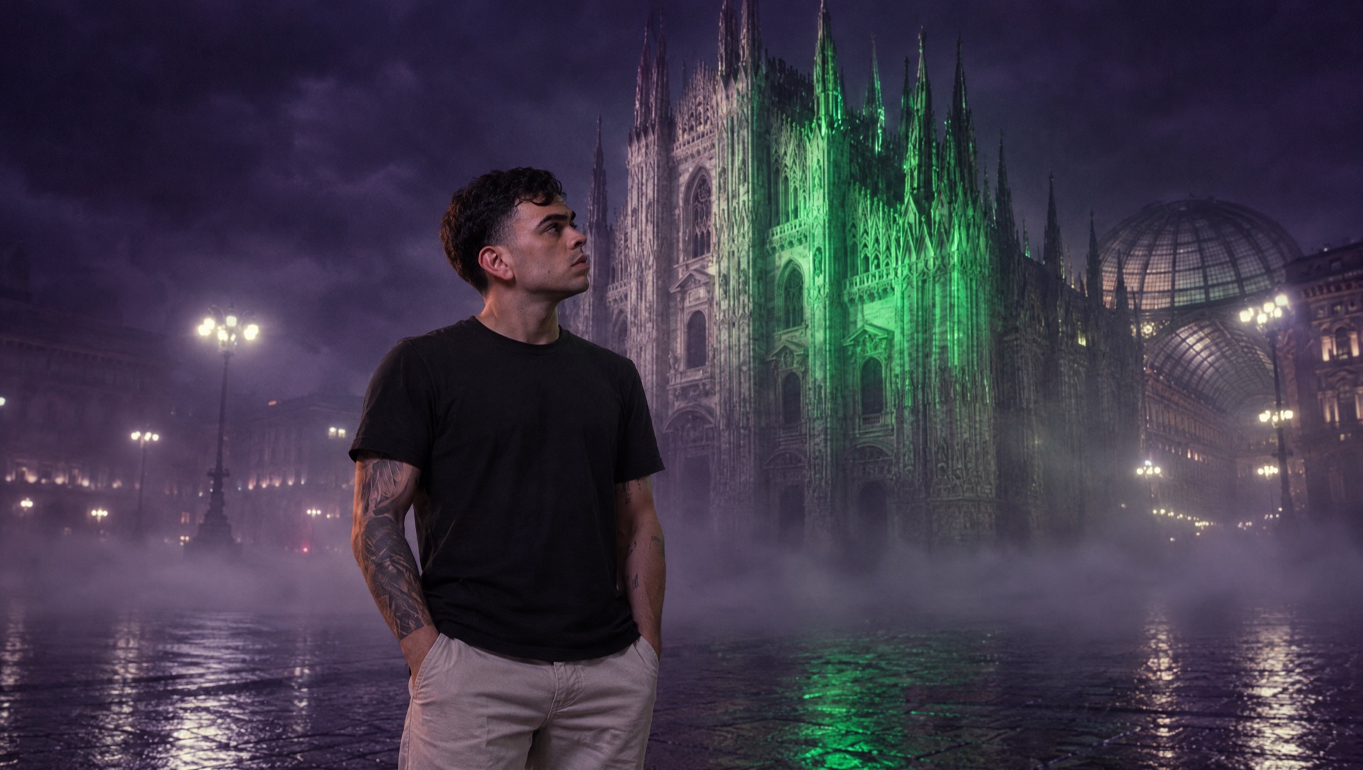 Hugo dentro do universo da campanha REALS BET com o A.C. Milan